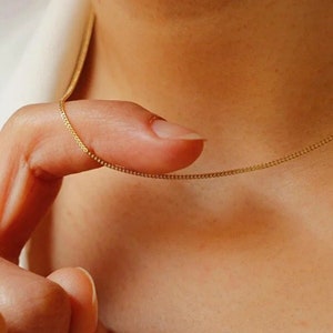 Collana a catena cubica in oro 14K / Collana a catena cubica sottile in oro / Catena cubica per donna / Regalo per lei