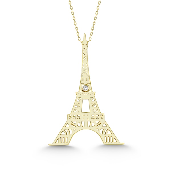 Sterling Silver Dainty Eiffel Tower Pendant Necklace main image 1