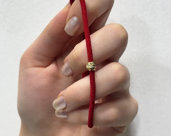 14k Gold Solid - Red String Bracelet - Diamond Cut Kabbalah Protection Cord
