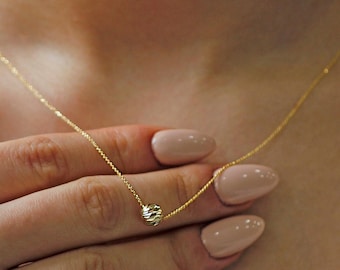 14K Solid Gold Dorica Bead Cable Chain Necklace