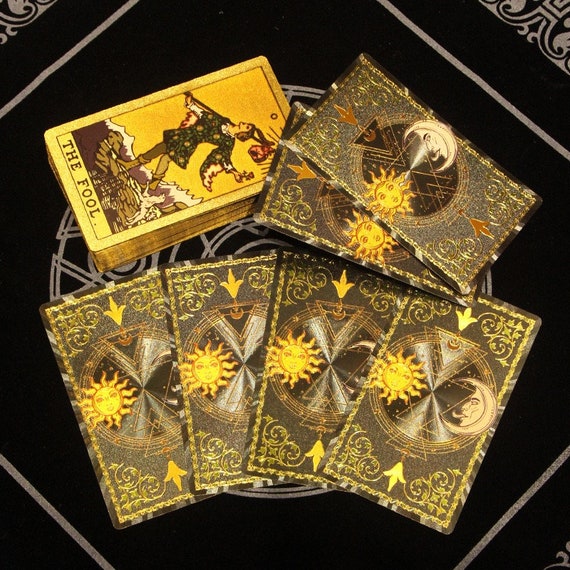 Gold Foil Tarot Deck 78 Cards tarot Deck With Guidebooktarot Etsy