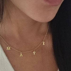 Collar de letras de oro personalizado Collar con nombre Collar con inicial Collar con letras personalizado Regalo personalizado Para ella Mini nombre para niña