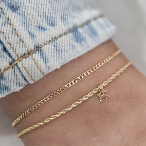 Anklet for Women, Gold Anklet Bracelet, Simple Chain Anklet, Double Chain Anklet, Gold Chain Anklet, Summer Jewelry, Minimalist Jewelry Set