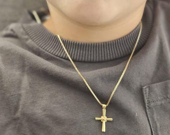 18K Gold Filled Children's Cross Necklace: Dainty Baptism Gift