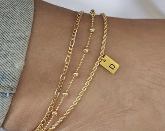 Gold Initial Anklet: Personalized Letter A Ankle Bracelet