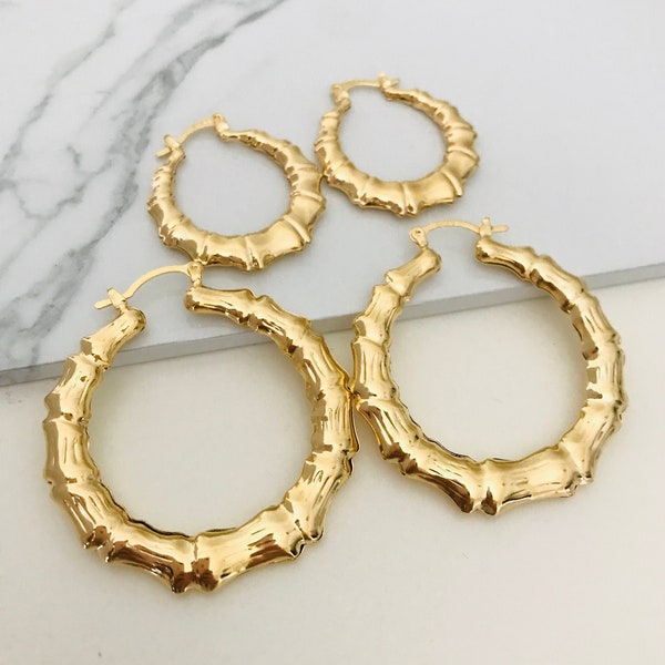 Medium bamboo earrings clearance