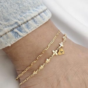 Dainty 18k Gold Filled Anklet: Custom Initial Charm, Personalized Chain