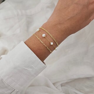 Bracciale A Catena Con Perle E Strati Per Donna - Placcato Oro 18K, Regolabile, Gioiello Elegante Per Feste E Matrimoni