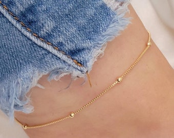 18k Gold  Filled Anklet, Anklet With Chain, Gold Satellite Anklet, Gold Anklet Bracelet, Dainty Gold Anklet, Anklets For Women, Gold Ankle