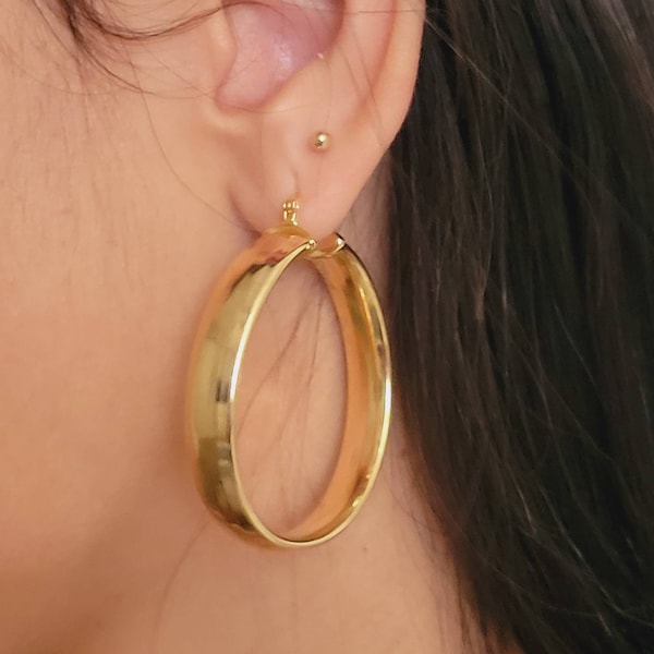 Gold Hoop Earrings, Chunky Earrings Hoops, Thick Gold Hoop, Chunky Gold Hoop, Gold Filled Earrings, Gold Big Hoop, Big Circle Earring