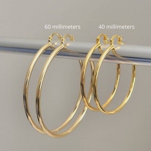 Gold Hoop Earrings, , Thin Gold Hoop, Gold Filled Earrings, Lightweight Earrings, Gold Big Hoop, Skinny Gold Filled Hoops