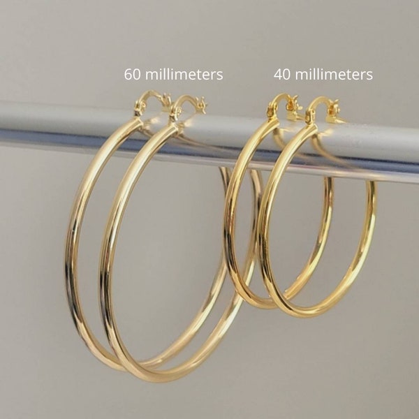Gold Hoop Earrings, , Thin Gold Hoop, Gold Filled Earrings, Lightweight Earrings, Gold Big Hoop, Skinny Gold Filled Hoops