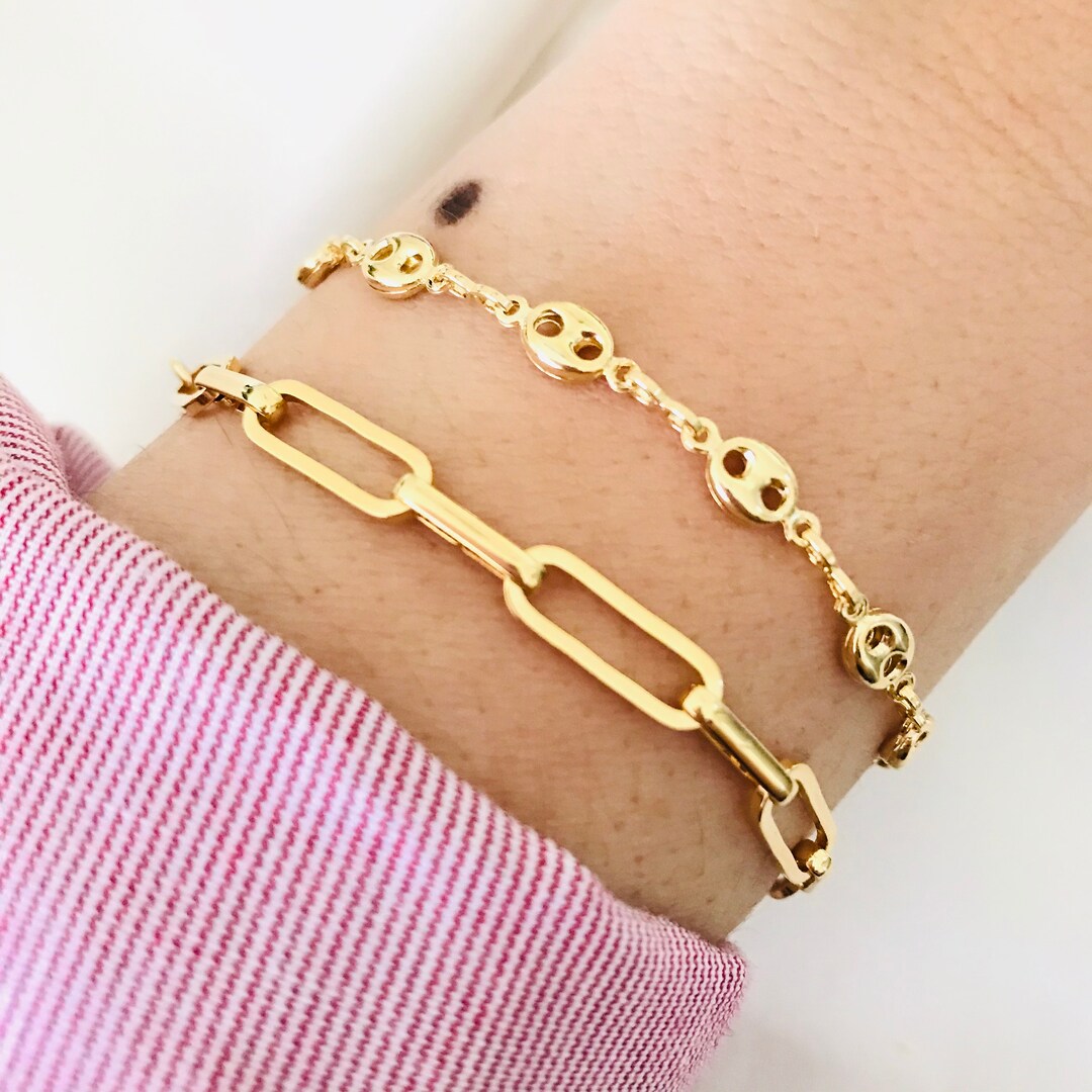 Chunky Paper Clip Bracelet /18K Gold Filled Chain Paperclip Etsy