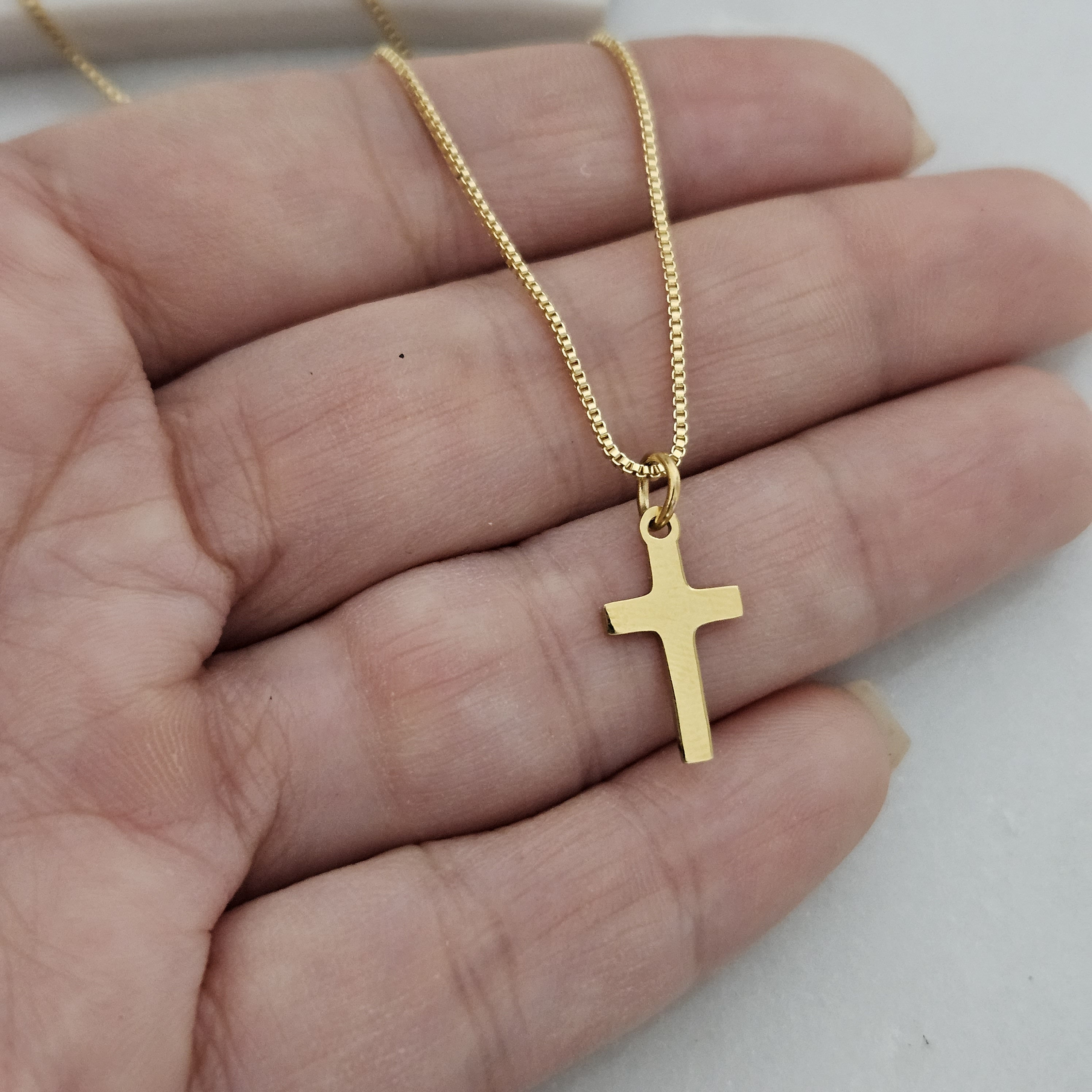 Engraved Initial Children&#39;s Gold Cross Necklace Gold  Kids Dainty Cross Necklace Baptism Gift for Her  Toddler Baby Girl Cross Unisex Cross