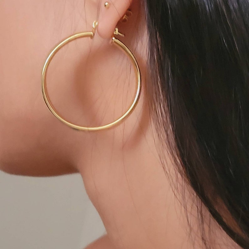 Gold Hoop Earrings, Chunky Earrings Hoops, Thick Gold Hoop, Chunky Gold Hoop, Gold Filled Earrings, Gold Big Hoop, Big Circle Earring image 6