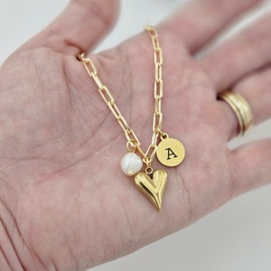 Collar apilable personalizado relleno de oro de 18 quilates, collar en capas, pulsera de oro con letras, regalo popular, collar de oro, collar de corazón hipoalergénico