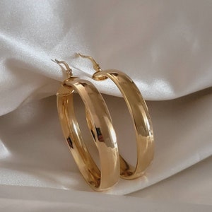 Gold Hoop Earrings, Chunky Earrings Hoops, Thick Gold Hoop, Chunky Gold Hoop, Gold Filled Earrings, Gold Big Hoop, Big Circle Earring image 10