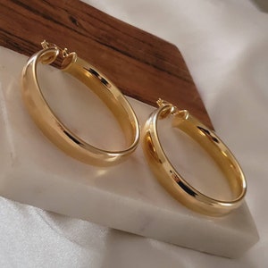 Gold Hoop Earrings, Chunky Earrings Hoops, Thick Gold Hoop, Chunky Gold Hoop, Gold Filled Earrings, Gold Big Hoop, Big Circle Earring image 7