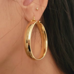 Gold Hoop Earrings, Chunky Earrings Hoops, Thick Gold Hoop, Chunky Gold Hoop, Gold Filled Earrings, Gold Big Hoop, Big Circle Earring image 2