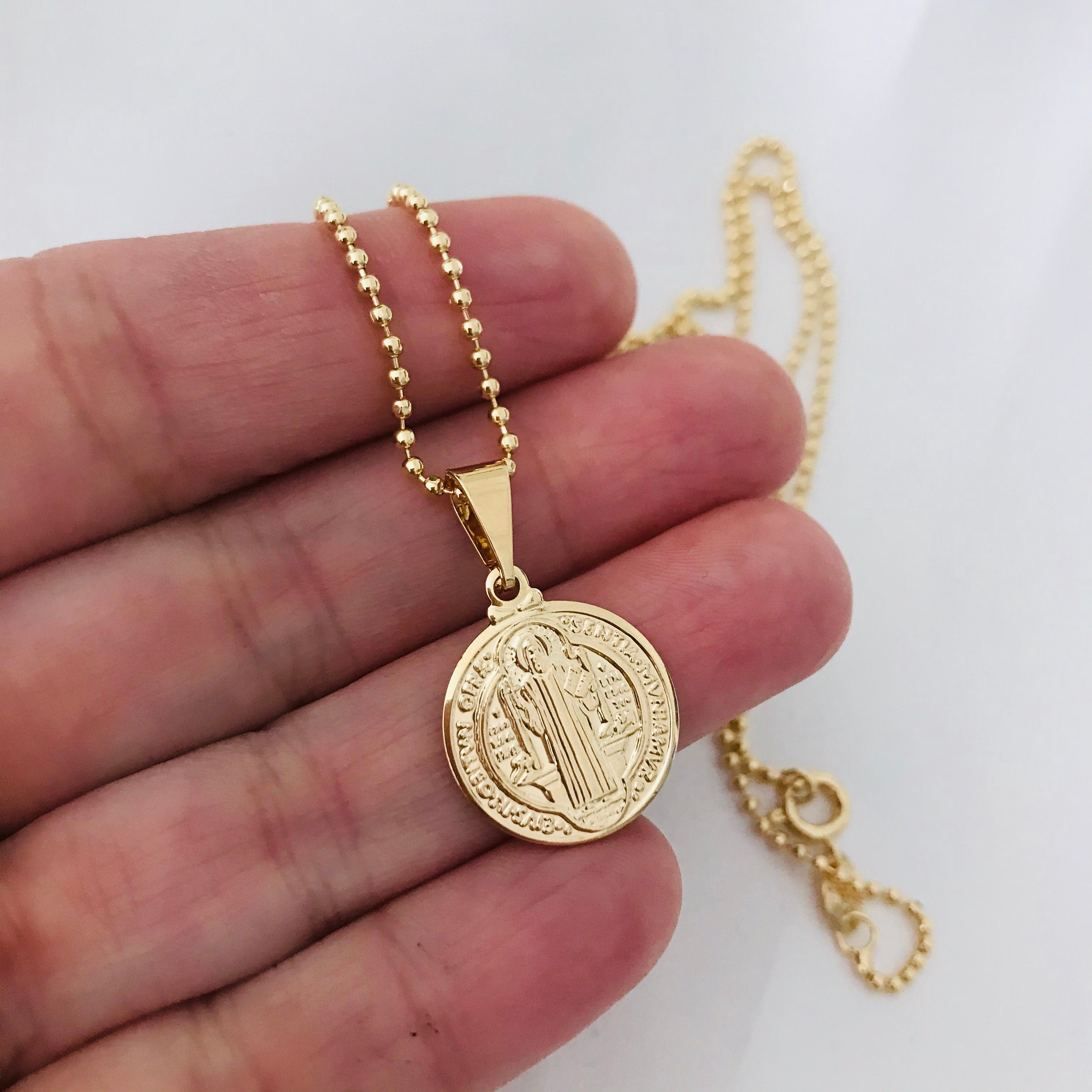18K Gold Filled St Benedict Necklace / Saint Benedict Necklace Etsy