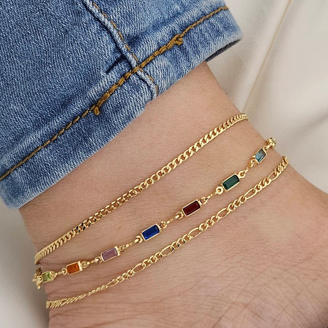 18k Gold Anklet Set Trendy Anklet Gold Dainty Anklet Etsy