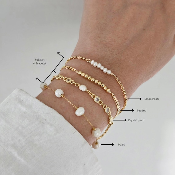 Layered Pearl Bracelet Stack Layered Pearl Bracelet Stack