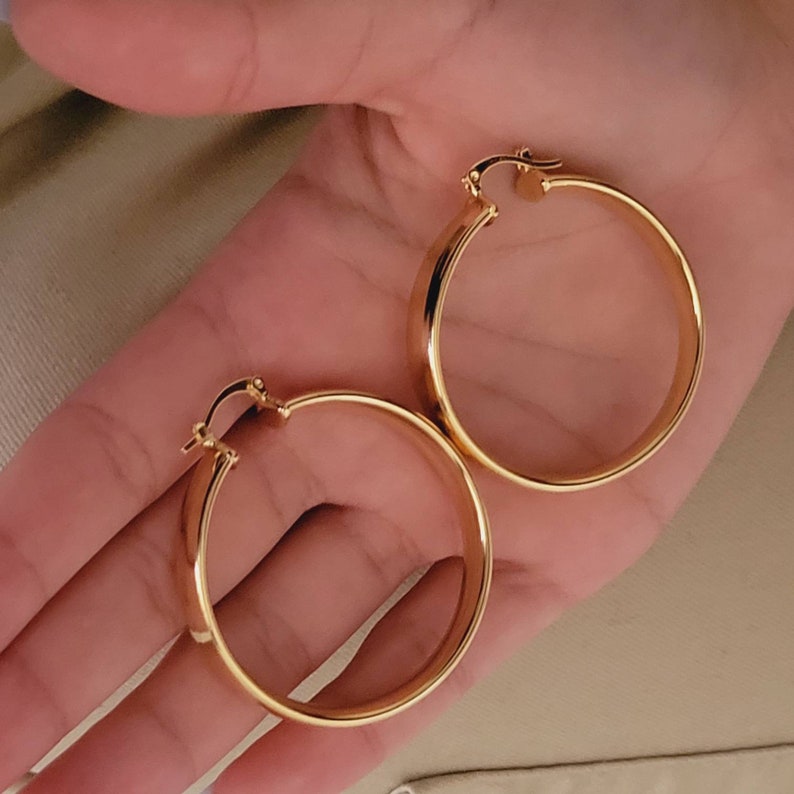 Gold Hoop Earrings, Chunky Earrings Hoops, Thick Gold Hoop, Chunky Gold Hoop, Gold Filled Earrings, Gold Big Hoop, Big Circle Earring image 9