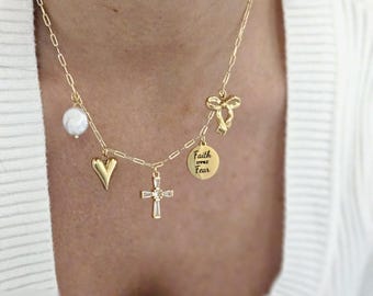 Collana con ciondolo personalizzato: collana impilabile personalizzata riempita in oro 18 carati