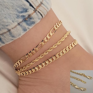 Tobillera de oro para mujer, pulseras de tobillo personalizadas, cadena de tobillo personalizada, tobillera, regalo de cumpleaños, regalo de novia, tobillera impermeable