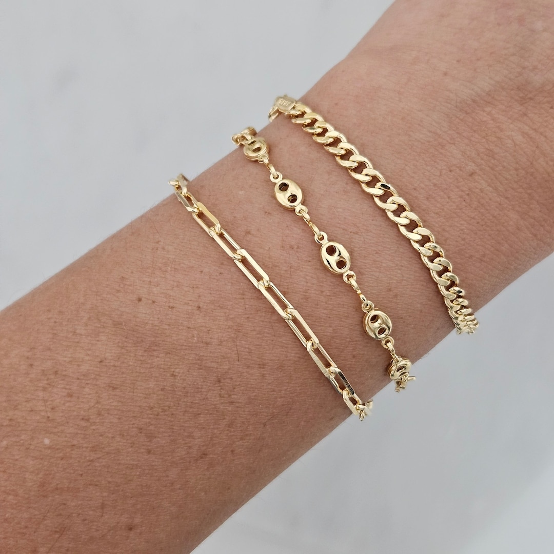 3 Piece 18K Gold Filled Stack Bracelet Set Layering Bracelet Gold