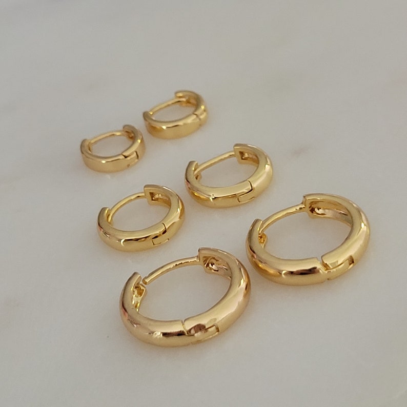 18K Gold Filled Thick Huggie Hoop Small Hoop Tiny Hoop - Etsy