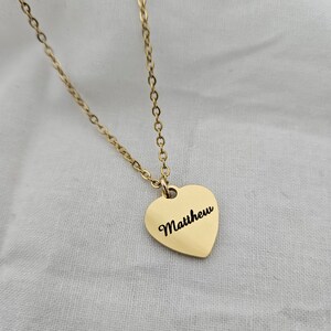 Collar de corazón con nombre personalizado, collar con dije de corazón con letra real grabada, collar de corazón con nombre personalizado, collar de corazón conmemorativo