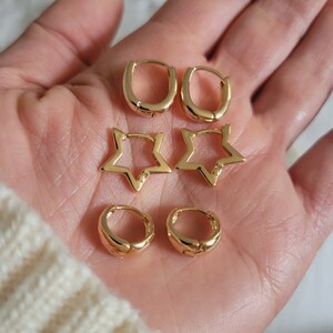 3 Pair 18k Gold Hoop Earring Set, Gold Earrings Set , 3 Pair Gold Filled Earring Set Gifts, Hypo allergenic Gifts For Friendship