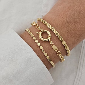 3 Piece Initial 18K Gold Filled Stack Bracelet Set Letter Layering Bracelet Initial Gift Set Bracelets Popular Bracelet Gift hypoallergenic image 3