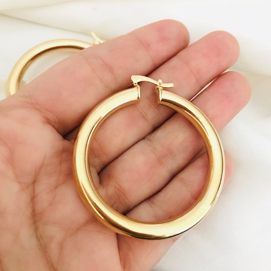 Chunky Gold Hoop Earringschunky Earring,chunky Hoop,gold Filled Medium ...