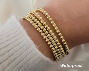 18k Gold Filled 4,5,6 mm Bead bracelet stack, Gold Ball Bracelet,Femme Bracelet Set For Woman,Gold Bracelet Stack, Bracelet Set,Gift For her