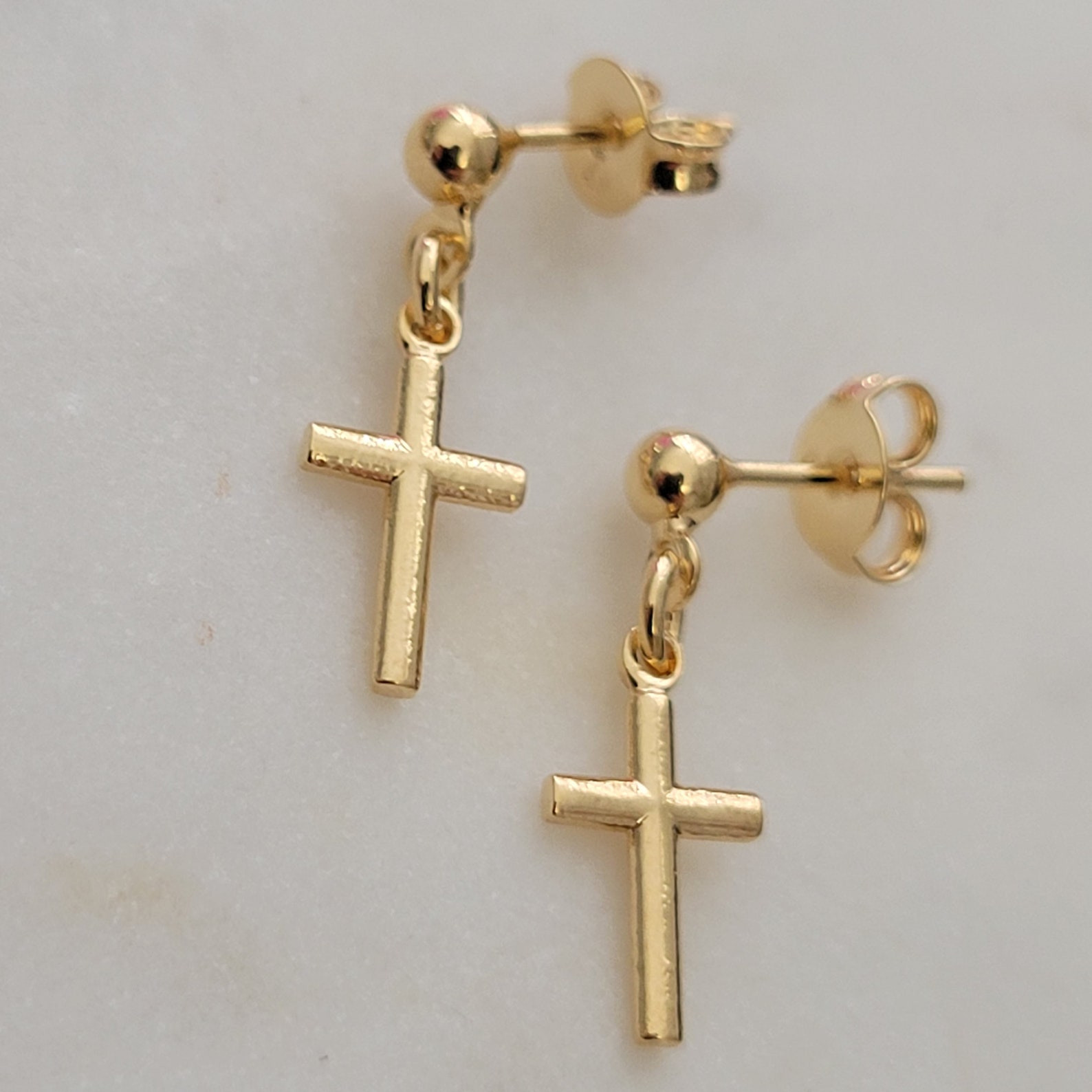 Gold Cross Earrings / Earring With Cross Charm/ Dangle Cross Etsy UK