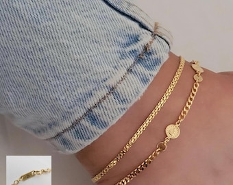 Gold Coin Anklet Set: Personalized Initial Ankle Bracelet