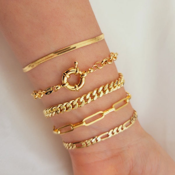 Stack Bracelet Set 18k Gold Filled Bracelet  Stack Bracelet  for Women Bracelet Femme Bracelets Waterproof Gold Bracelet Christmas Gifts