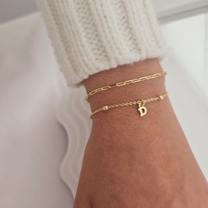 Custom Set of 2 Everyday Layering Bracelets Duo Gold Chain Bracelet Dainty Simple Bracelet 18k Gold Filled Bridesmaid Bracelet Gift for her