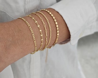 SALE Set of 5 Everyday Layering Bracelets Waterproof Gold Chain Bracelet Dainty Simple Bracelet 18k Gold Filled Bracelet Bridesmaid Bracelet