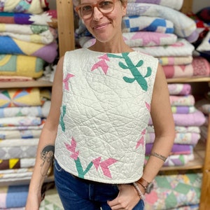 Vintage Quilt Clothes Quilt Shirt Tank Top Crossback Tank Upcycled Quilt Repurposed Quilt Clothing Quilt Jacket Quilt Coat Cottage Core Boho