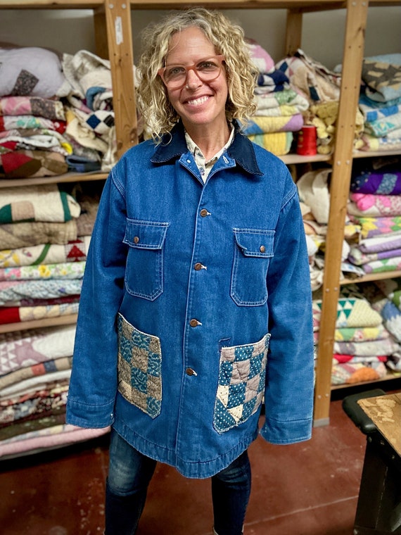 Vintage Denim Jacket Vintage Chore Coat Quilt Coat