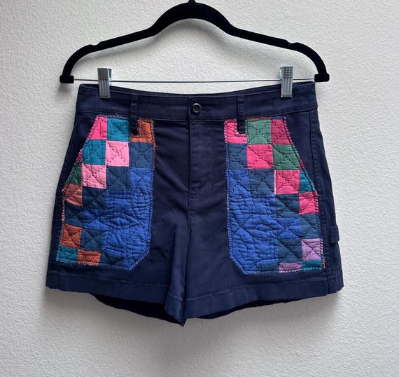 J.Crew, Repurposed J Crew Utility Shorts: Vintage Irish Chain Quilt Pockets