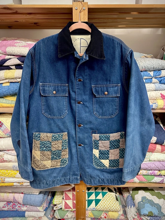 Vintage Denim Jacket Vintage Chore Coat Quilt Coa… - image 2