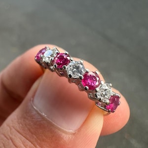 18ct Gold Ruby and Diamond Ring - UK Size J - Vintage