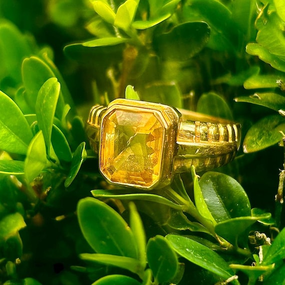 Vintage 18ct Gold Citrine Ring – Solid Gold