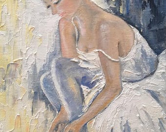 Original Ballerina Oil Painting: Soft Pastel Portrait, 6x8&quot;