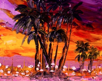 Original oil painting Los Angeles Sunset – Hand Painted Artwork by Oksana Gordijko – One of a Kind