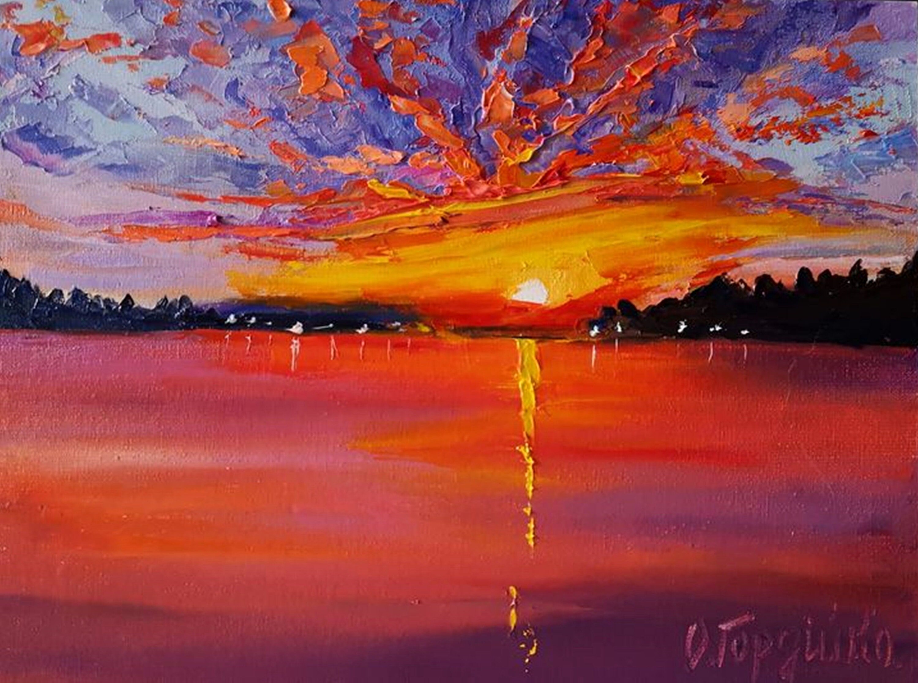 Lake Sunset Etsy - on